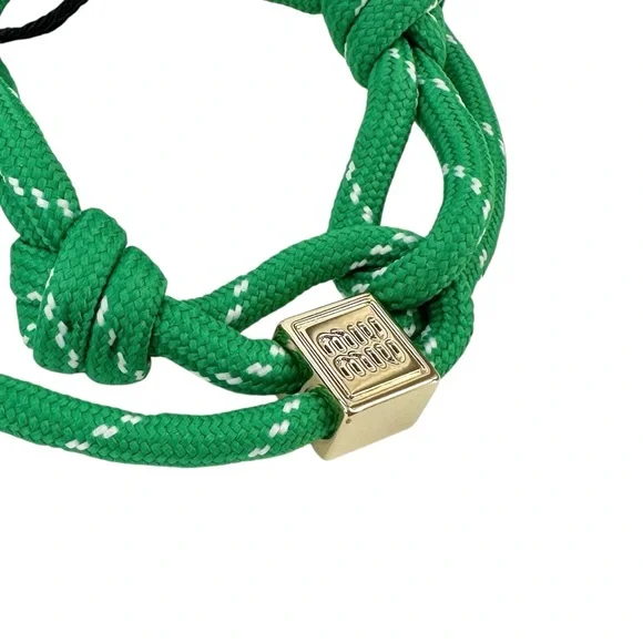 Miu Miu NIB NWT Green & White Cord Rope Bracelet / Anklet - Picture 3 of 9